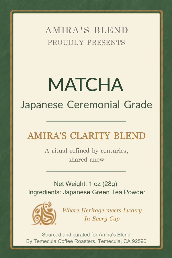 Amira’s Clarity Blend – Japanese Ceremonial Grade Matcha 1oz